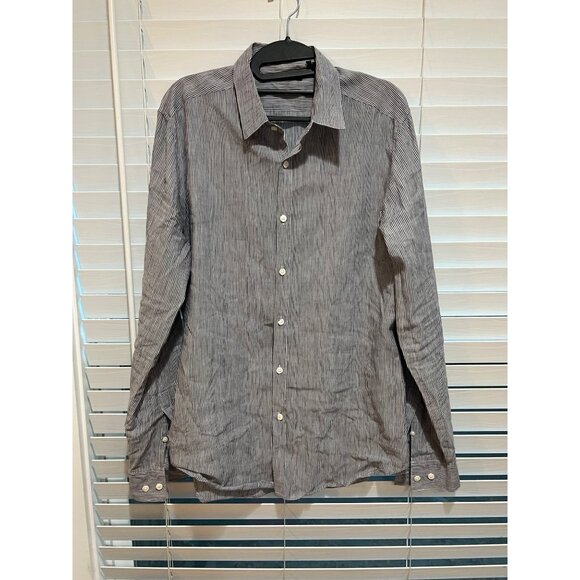 Theory Linen Blend Long Sleeve Button Up Shirt - Size M‎ - Picture 1 of 6